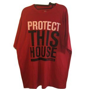 UNDER ARMOUR T Shirt Heat Gear Relaxed Protect This House Red RETRO Mens Large
